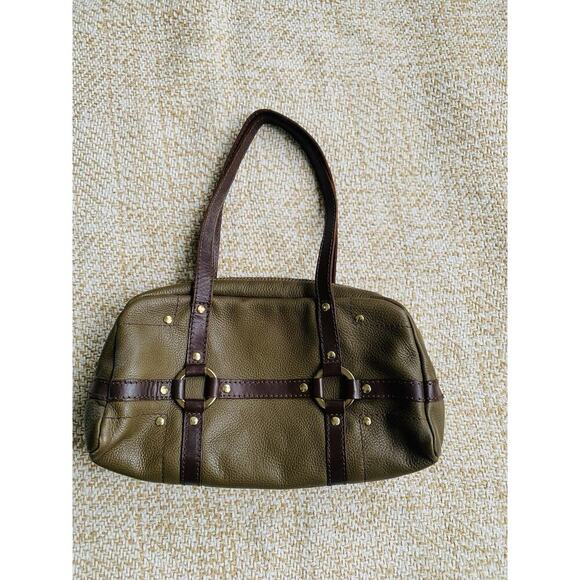 Marco Buggiani Italian leather bag olive old money preppy Quiet luxury - Picture 1 of 7
